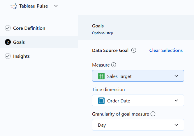 Setting a measure for dynamic goals