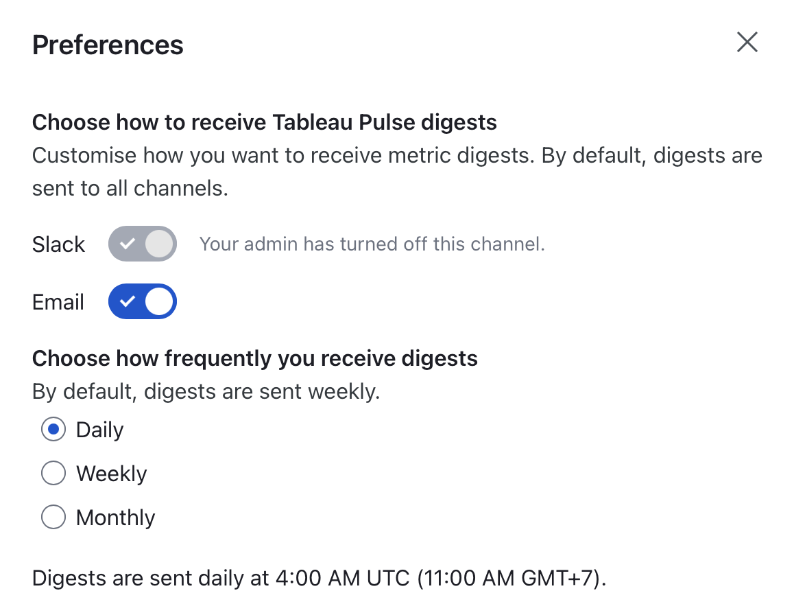 Digest and notification options